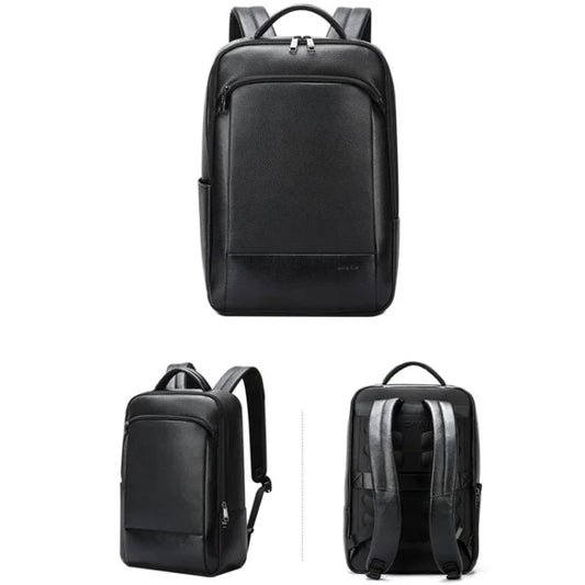 Bopai 61-123311 Large-Capacity First-Layer Cowhide Business Laptop Backpack(Black)