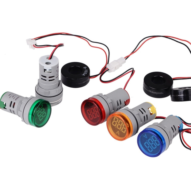 SINOTIMER ST16A Lumière de signal numérique LED ronde 22mm 220V AC Ampèremètre 0-100A Voyant de courant AC (02 Blanc)