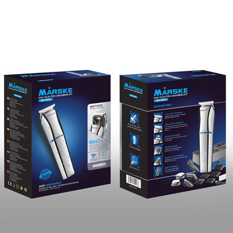 MARSKE 6 In 1 Hair Clipper Grooming Set Rechargeable Razor Carving Nose Hair Trimmer EU Plug