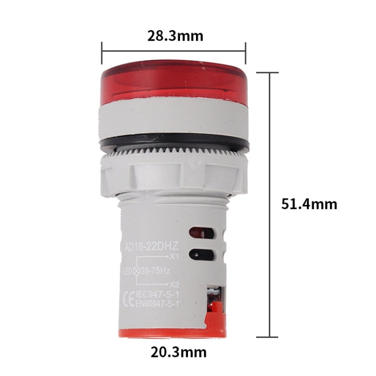 SINOTIMER ST16HZ Fréquence AC 20-75Hz 22mm Ouverture Ronde Voyant Lumineux Numérique LED (04 Vert)