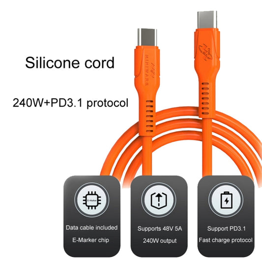 Câble d'alimentation de charge rapide pour fer à souder MINIWARE 240W Type-C Anti-brûlure en silicone, longueur : 1m (rouge orangé)