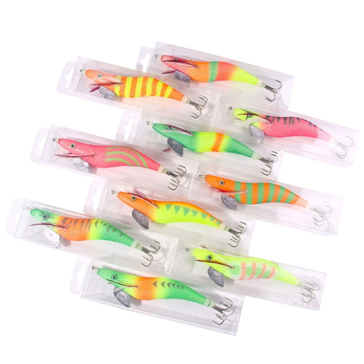 22colors /Set HENGJIA SJ059 Luminous Wooden Shrimp Dummy Bait Squid Hook Hard Bait, Size: 15cm 28g