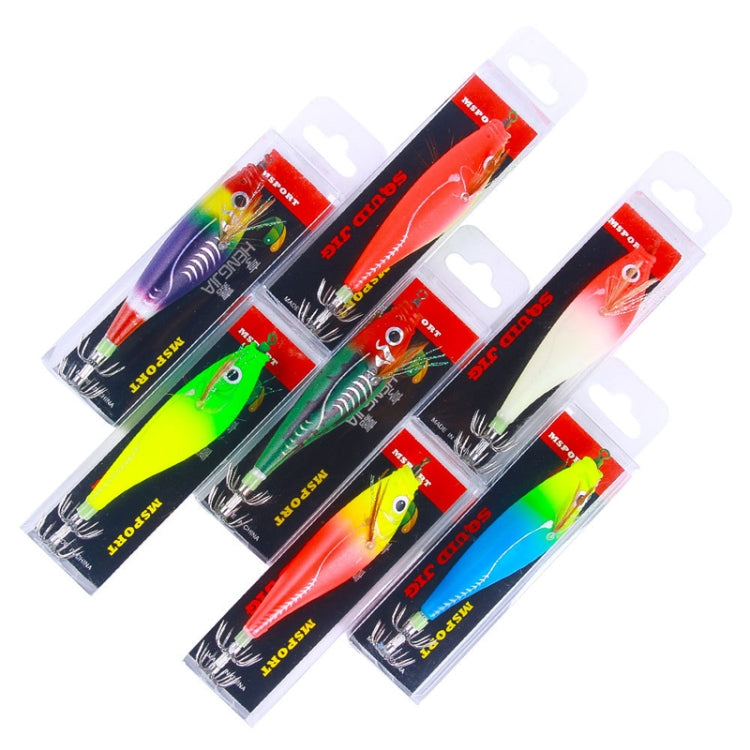 7colors /Set HENGJIA SJ051 Luminous Wooden Shrimp Dummy Bait Squid Hook Hard Bait, Size: 9.5cm 10g