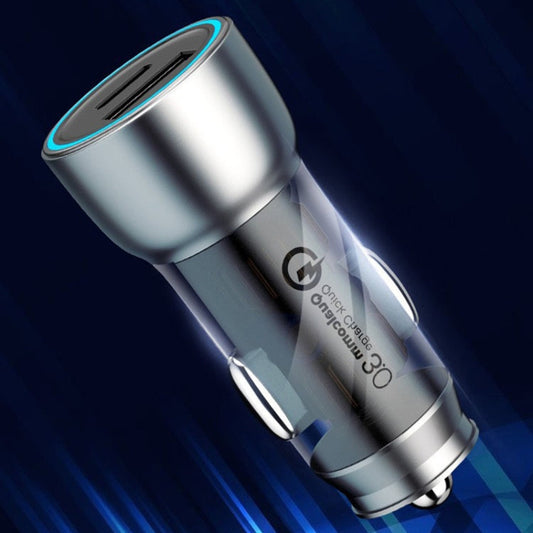 QIAKEY Vehicle Dual Port Fast Charging Charger One To Two Cigarette Lighter, Model: TK518 Blue