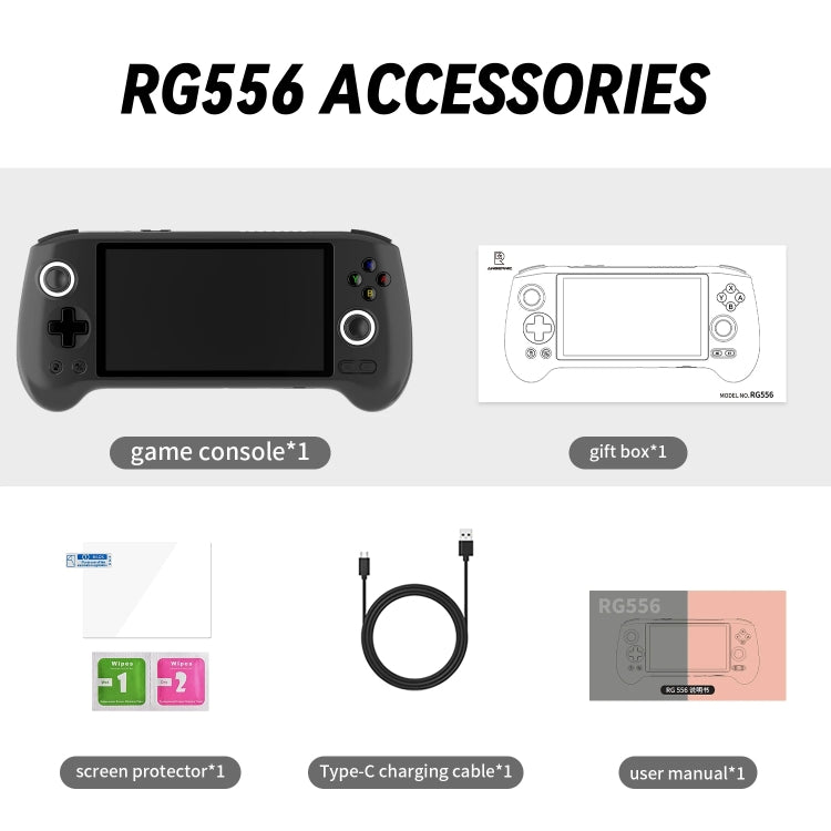 ANBERNIC RG556 Handheld Game Console Android 13 System 5.48-Inch AMOLED Screen WIFI Bluetooth Game Player 128GB+256GB(Transparent Blue)