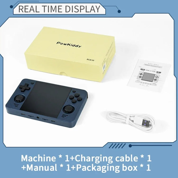 POWKIDDY RGB30 4 Inch IPS Screen Handheld Game Console Built In WIFI+Bluetooth 16GB+64GB(Black)