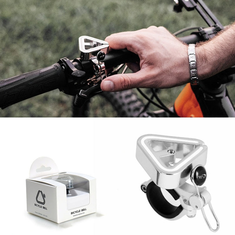 Sonnette de VTT N+1 universelle en cuivre triangulaire, couleur : argent avec anneau de fixation