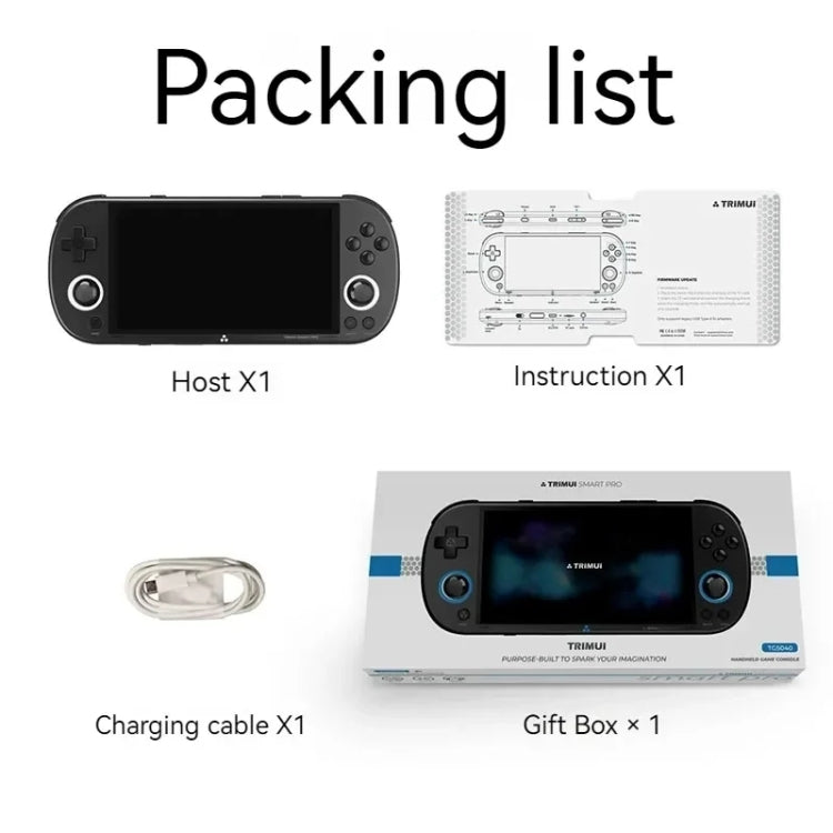 Trimui Smart Pro 4.96 Inch IPS Screen Handheld Game Console Open Source Linux System 128G(Black)