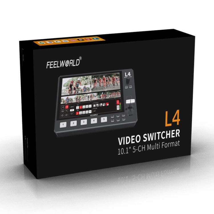 FEELWORLD L4 Multi-Camera Video Mixer Switcher 10.1" Touch Screen USB 3.0 Fast Streaming(EU Plug)