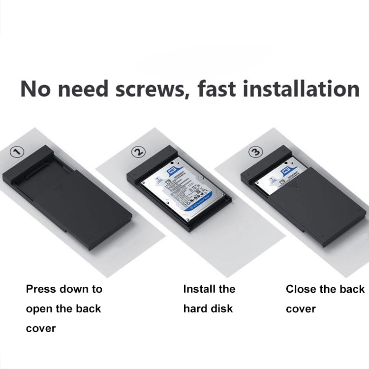 Blueendless MR23S 2.5-inch SATA Mobile Hard Disk Enclosure Tool-free Laptop External SSD, Spec: Type-C