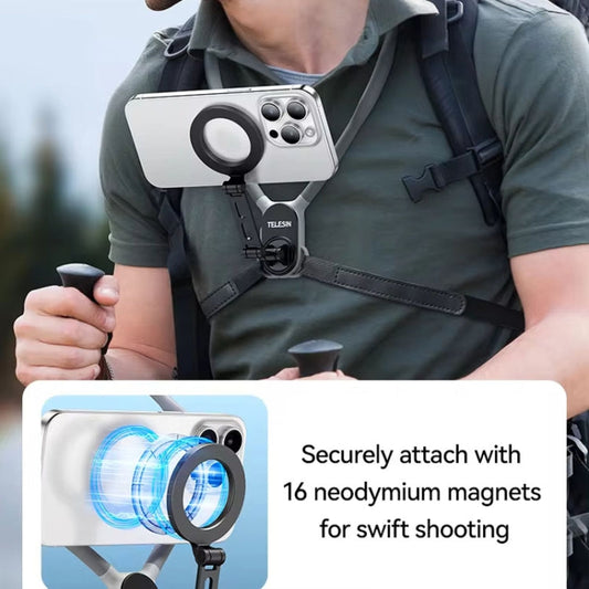 TELESIN MNM-002 Magsafe Magnetic Suction Mobile Phone Hanging Neck POV Viewing Angle Lazy Stand(Blue)