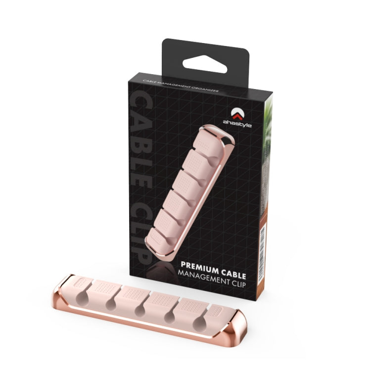 AhaStyle PT125 Aluminum Alloy + Silicone 5 Holes Position Cable Holder Desktop Data Cable Clip(Black)