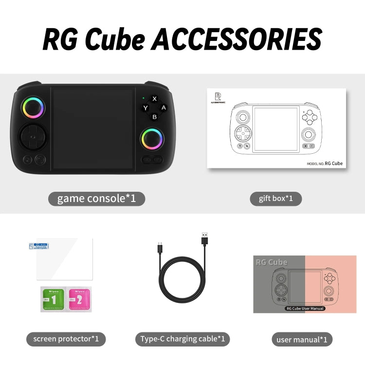 ANBERNIC RG Cube Retro Handheld Game Console With 3.95 Inch Screen T820 CPU Android 13 RGB Light With 128G TF Card(Beige)