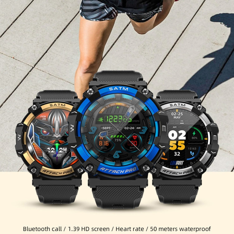 LOKMAT ATTACK 2 PRO 1.39-Inch 5ATM Waterproof Health Monitoring Bluetooth Smart Watch(Gold)