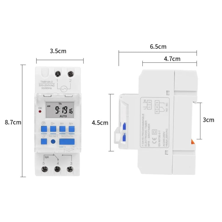 SINOTIMER TM919A-4 12V 16A Din Rail Mount Digital Timer Switch Microcomputer Weekly Programmable Time Relay Control
