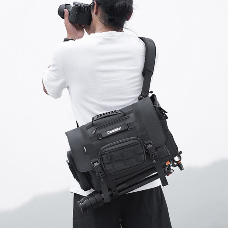 Sac photo reflex numérique Cwatcun D115, en cuir imperméable, à bandoulière, couleur : Noir Grande taille