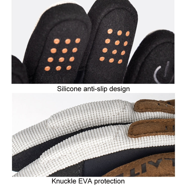 SULAITE Motorcycle Riding Breathable Conductive Touch Screen Full Finger Gloves, Size: XL(Khaki)