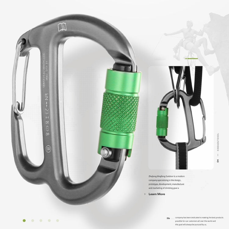 XINDA HH-9767 Descendeurs Frein Rappel en H avec Loquet de Sécurité (Gris+Écrou Vert)