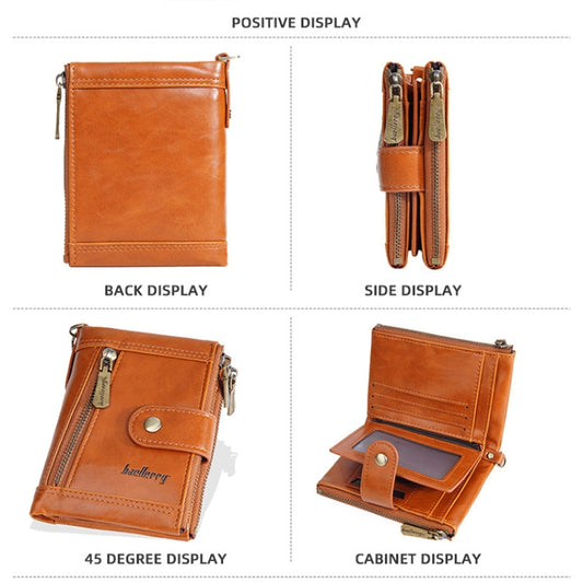 Baellerry D3261 Retro Multi-card Slot Double-zipper Short Wallet Coin Purse(Light Brown)