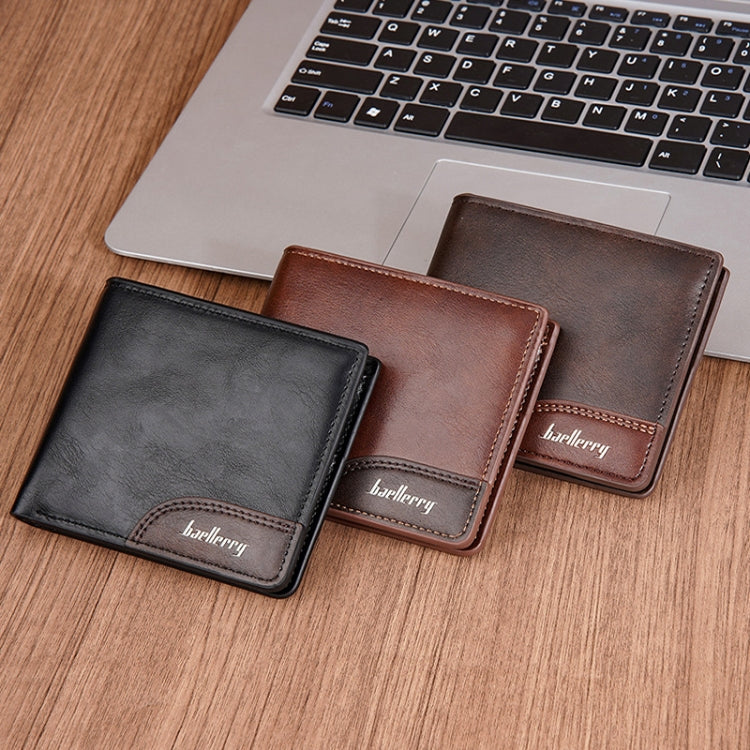 Baellerry D2405 Retro Two-fold Men Short Zipper Wallet Card Holder(Black)
