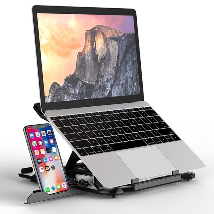 ICE COOREL E5 Laptop Folding And Lifting Cooling Bracket With Mobile Phone Holder Black with Rotating