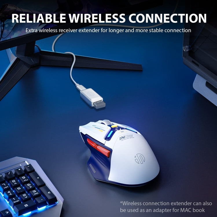 Souris d'ordinateur de bureau/jeu sans fil Bluetooth trimode Inphic IN9 (blanc)