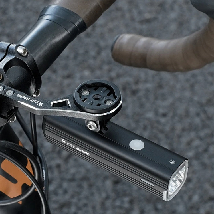 Phare de vélo WEST BIKING à haute luminosité en alliage d'aluminium avec port Type-C, spécification : Phare + Support d'ordinateur en alliage d'aluminium