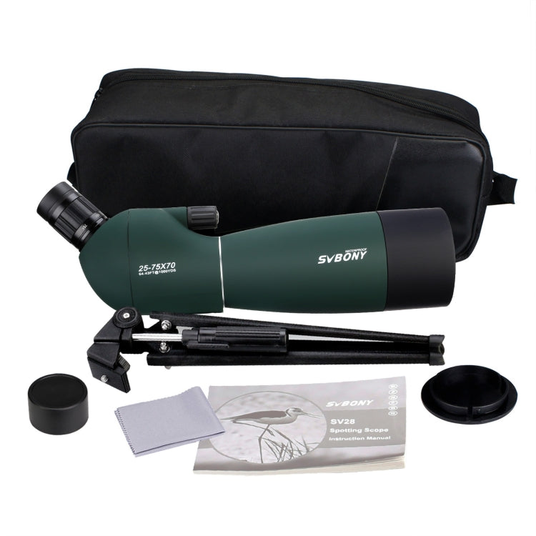 SVBONY SV28 25-75x70 HD Birding Scope With Tripod, Style: 15mm Eyepiece Green Film