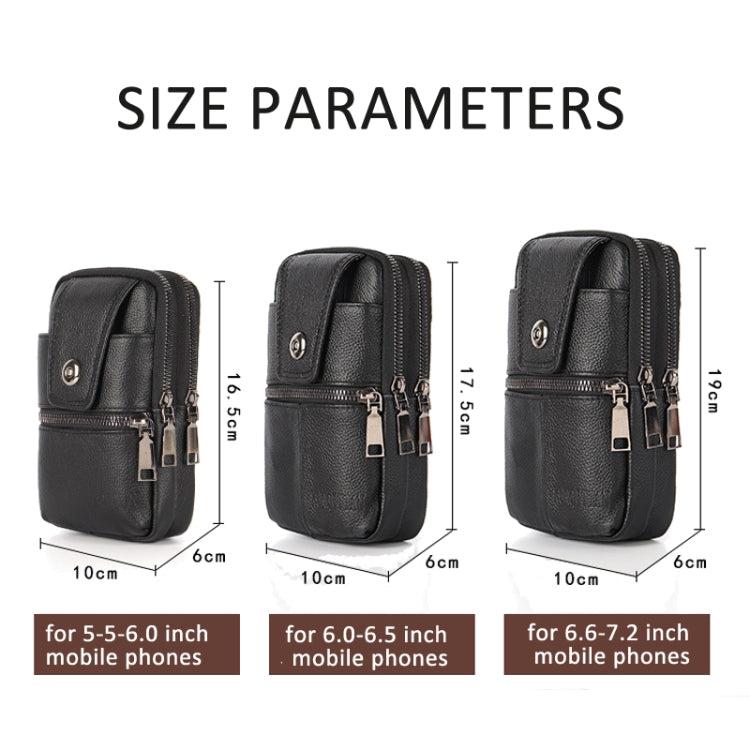 KUNQITIAN Mobile Phone Waist Bag Belt Leather Case With Shoulder Strap, Size: S(Brown Yellow)