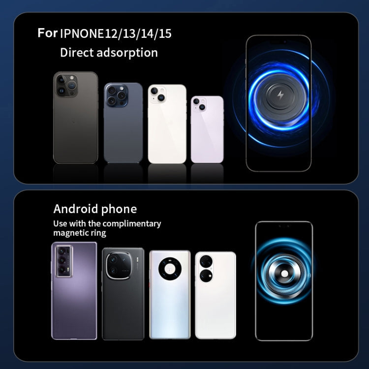 AIMITE M8 Car Wireless Charger Phone Holder Vacuum Suction Cup Strong Magnetic Support Bracket(Black)