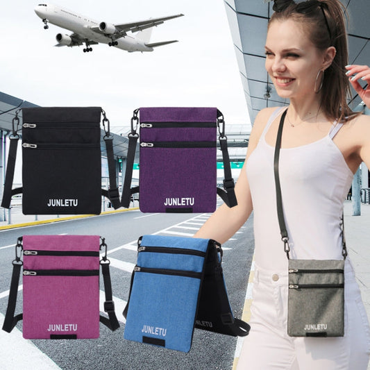 JUNLETU Crossbody Bag Waterproof Cell Phone Bag Travel Documents Passport Card Neck Pouch(Gray)