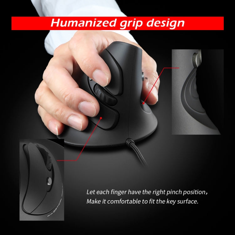 ZELOTES T30 6-keys Vertical Grip Detachable Ergonomic Wired Mouse(7-color Breathing Light)
