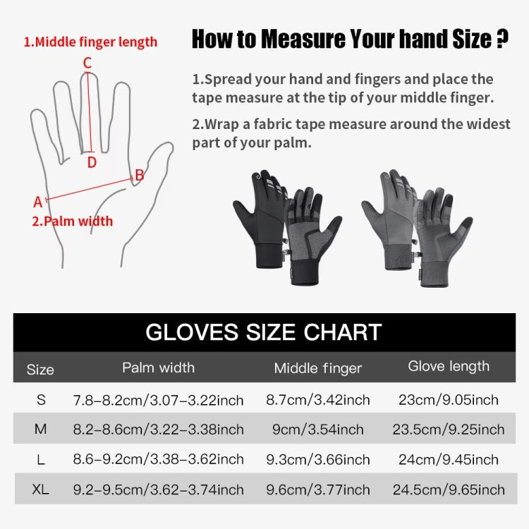 Kyncilor Velvet Warm Cycling Gloves Reflective Touch Screen Ski Water-repellent Elastic Gloves, Size: S(Gray)