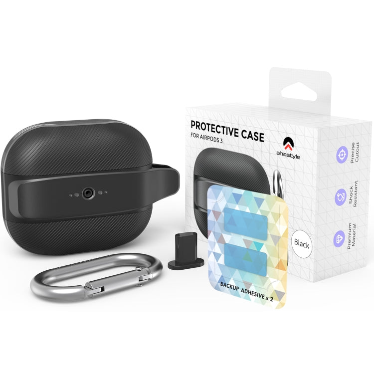 For AirPods 3 AhaStyle PT179 TPU+Silicone Split Protective Case(Black)