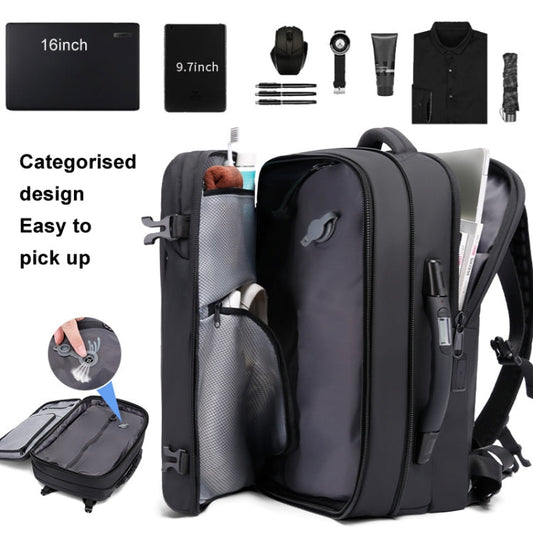 BANGE BG-1909-8 Vacuum Compression Backpack Casual Computer Bag Large Capacity Weighable Business Travel Bag(Black No Pump)