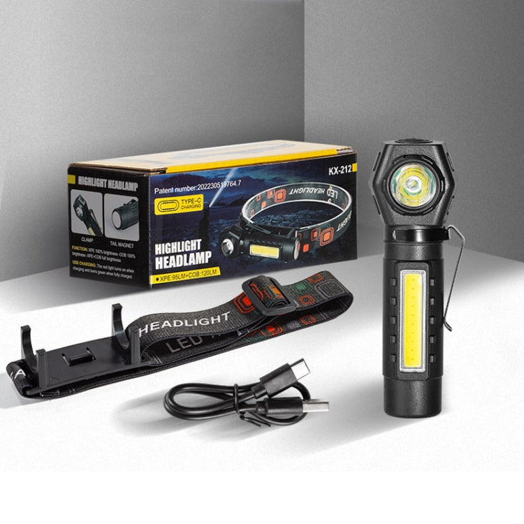 E-SMARTER KX212 Aluminium Alloy USB Rechargeable COB Flashlight Strong Light Long Shot Headlamp LED Camping Light
