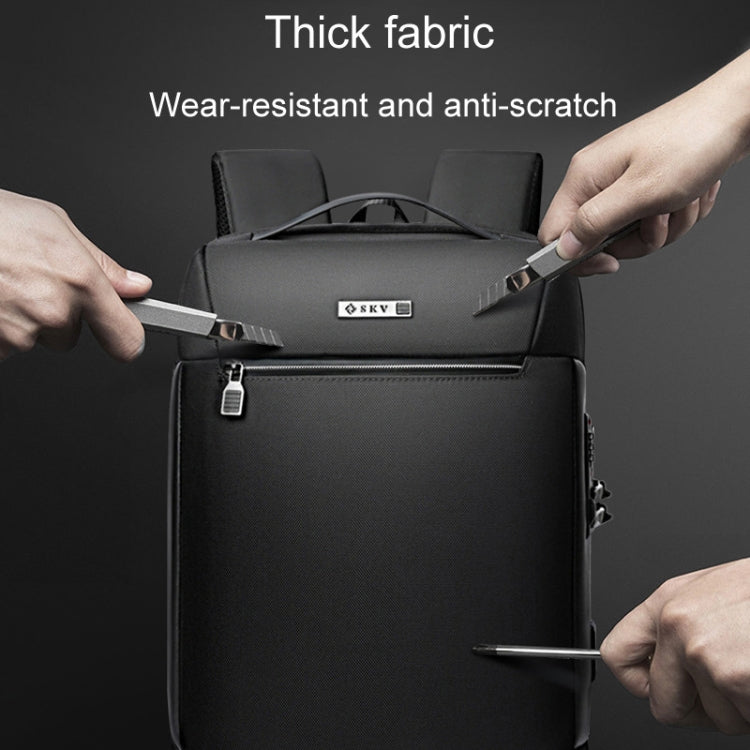 SKV B20453 Hommes Sac à Dos Multifonctionnel Business Décontracté Double Épaule Grande Capacité pour Ordinateur Portable (Bleu)