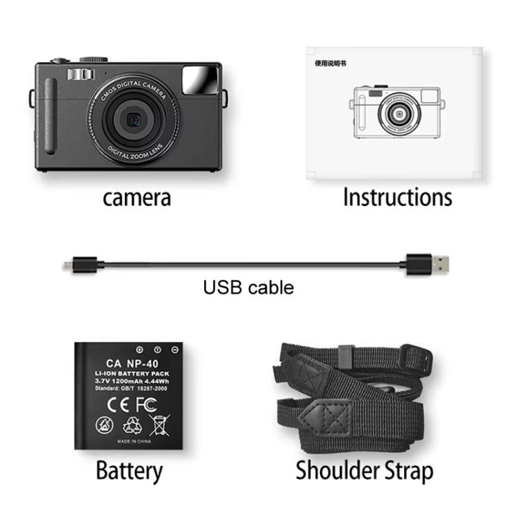 AMKOV CD-R1 24MP HD Pixel Shooting Student Camera 1080P Video Recording CCD Photo Video HD Camera(Black)