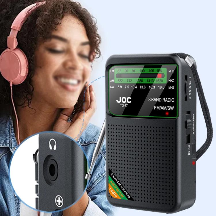 JOC TG-77 Mini FM / AM / SW Portable Full-Band Full-Channel Radio(Black)