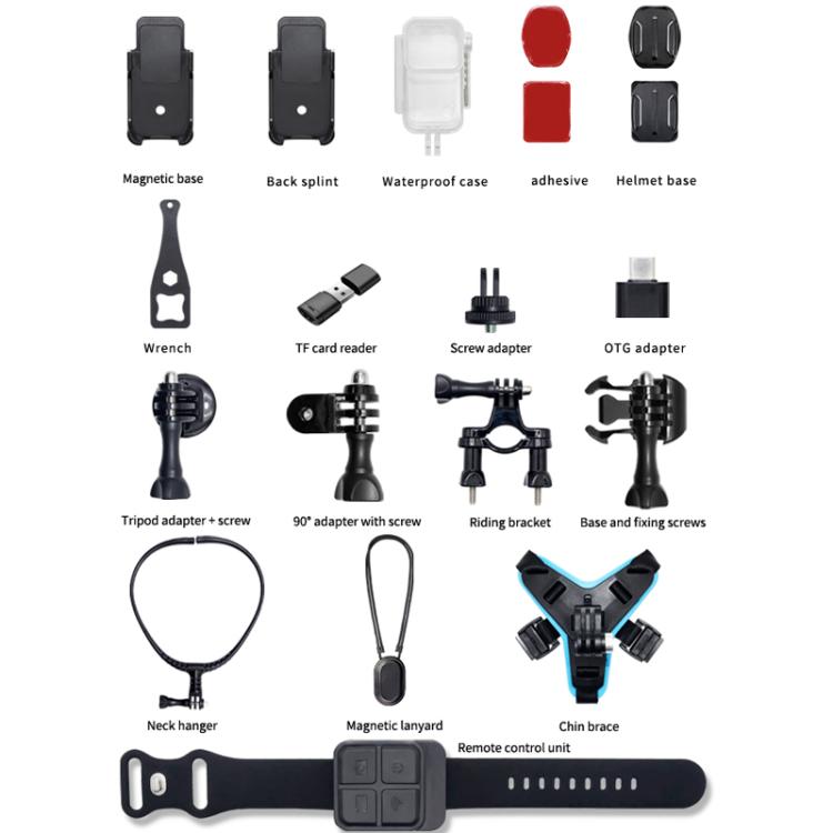SOOCOO SAW1 Pro avec carte mémoire 128 Go 4K HD Anti-secousse Étanche Enregistreur de moto Caméra de plongée à fixer sur la poitrine ou la tête
