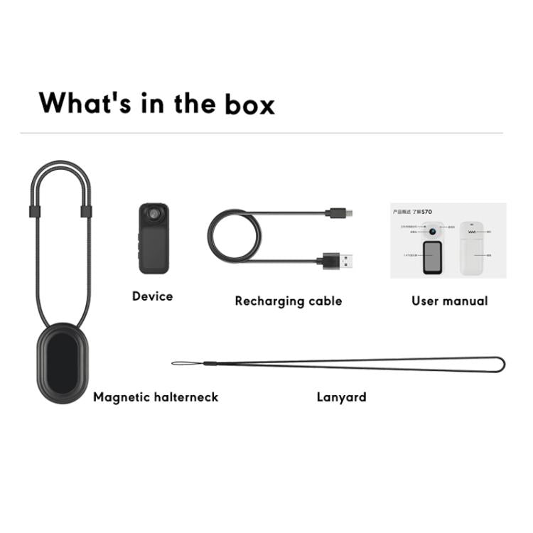 Anytek S70 Magnetic Thumb Sports Camera HD Outdoor Portable Riding Camera(Black)