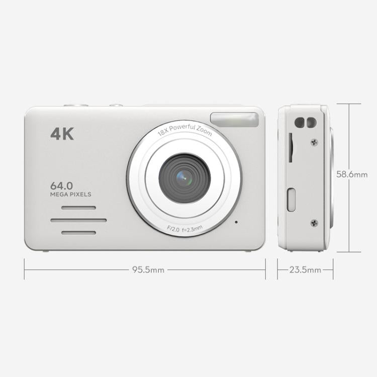 Anytek S7 4K HD Digital Camera Self-Timer Travel Camera Student Kids Card Camera(White)