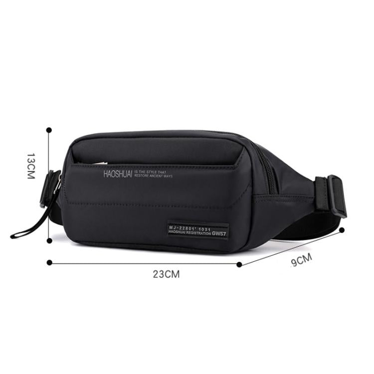 HAOSHUAI Men Outdoor Running Waist Bag Casual Chest Pouch Messenger Bag(Black)