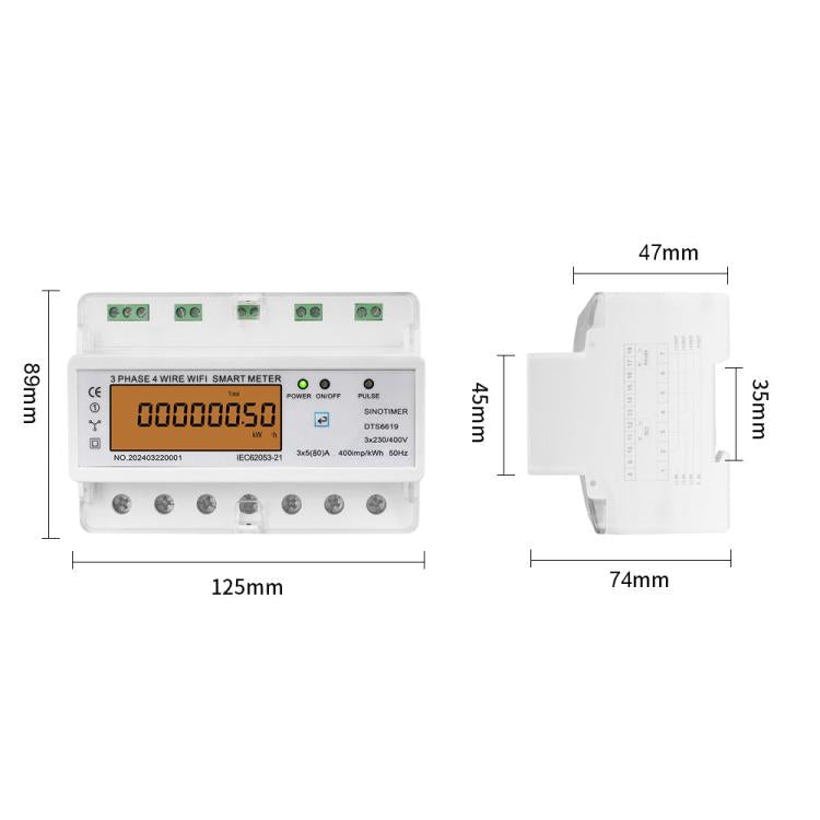 SINOTIMER DTS6619-050 80A With Switch 3-phase Tuya WiFi Energy Meter AC 380V