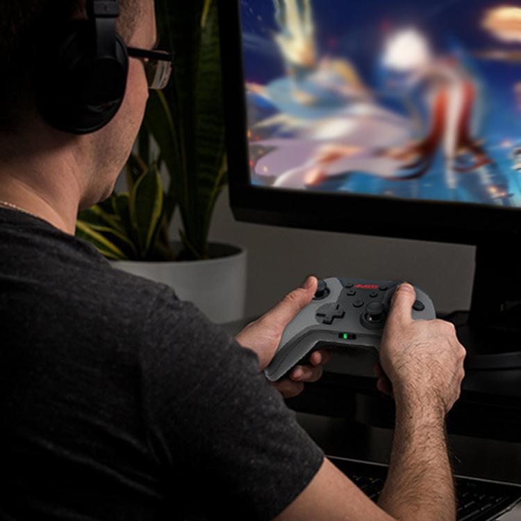 Manette de jeu double mode sans fil Bluetooth + filaire Ajazz AG180 pour Switch / PC / Android / IOS (noir et gris)