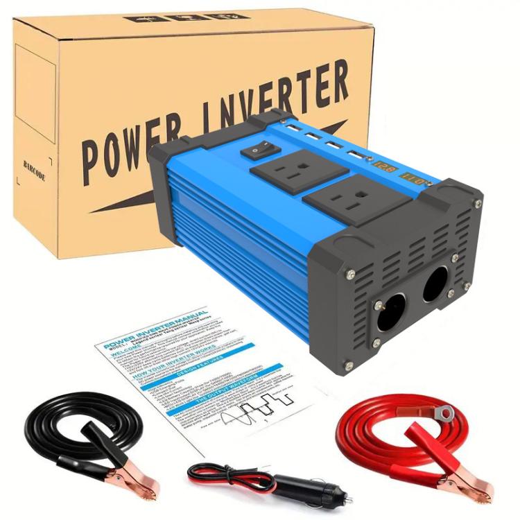 Gurxun 4 USB Ports Digital Display Modified Square Wave Inverter, Spec: 300W US Plug 12V To 110V