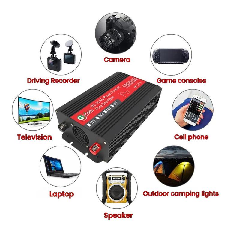 Gurxun 1500W Dual USB Fast Charger Dual Digital Display Pure Sine Wave Inverter, Spec: Brazil Plug 12V To 220V