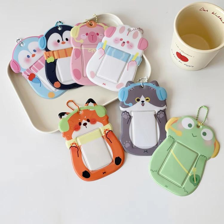 Hisocute Étudiant Dessin Animé PVC Transparent Porte-Cartes Mignon Animal 3 Pouces Idol Album Photo Étui, Style : Lapin Blanc