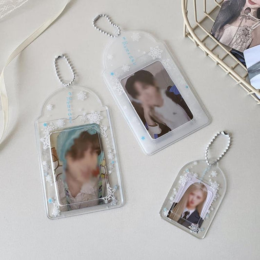 Hisocute Snowflake PVC Card Holder 1 inch 2 inch 3 inch Star Small Card Pendant Photo Case, Color: Transparent Small