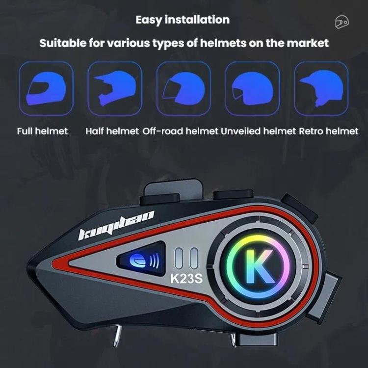 Kuqibao K23S Helmet Bluetooth Earphones 1000m Motorcycle Bluetooth-compatible 2 Person Intercom With Light Waterproof Headset(Hard Wheat)